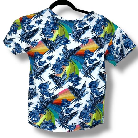 Farm Rio x Anthropologie Aves Motif Island Inspired Cotton Graphic Tee XS - Picture 6 of 10